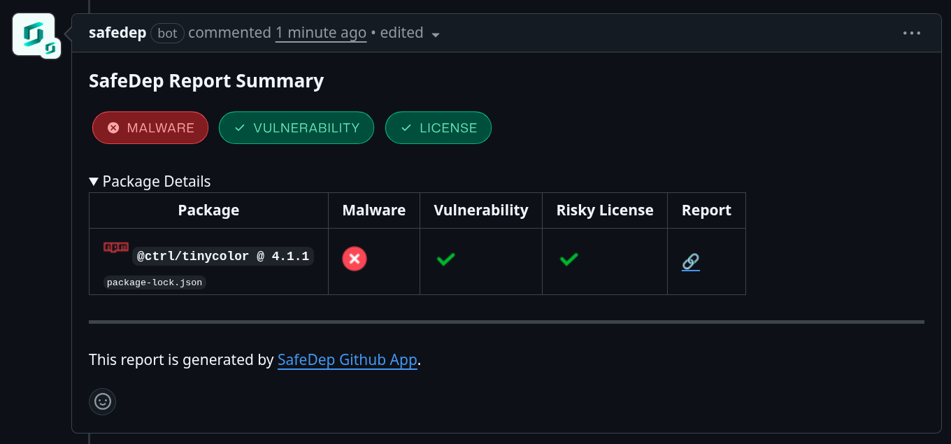 Install SafeDep GitHub App