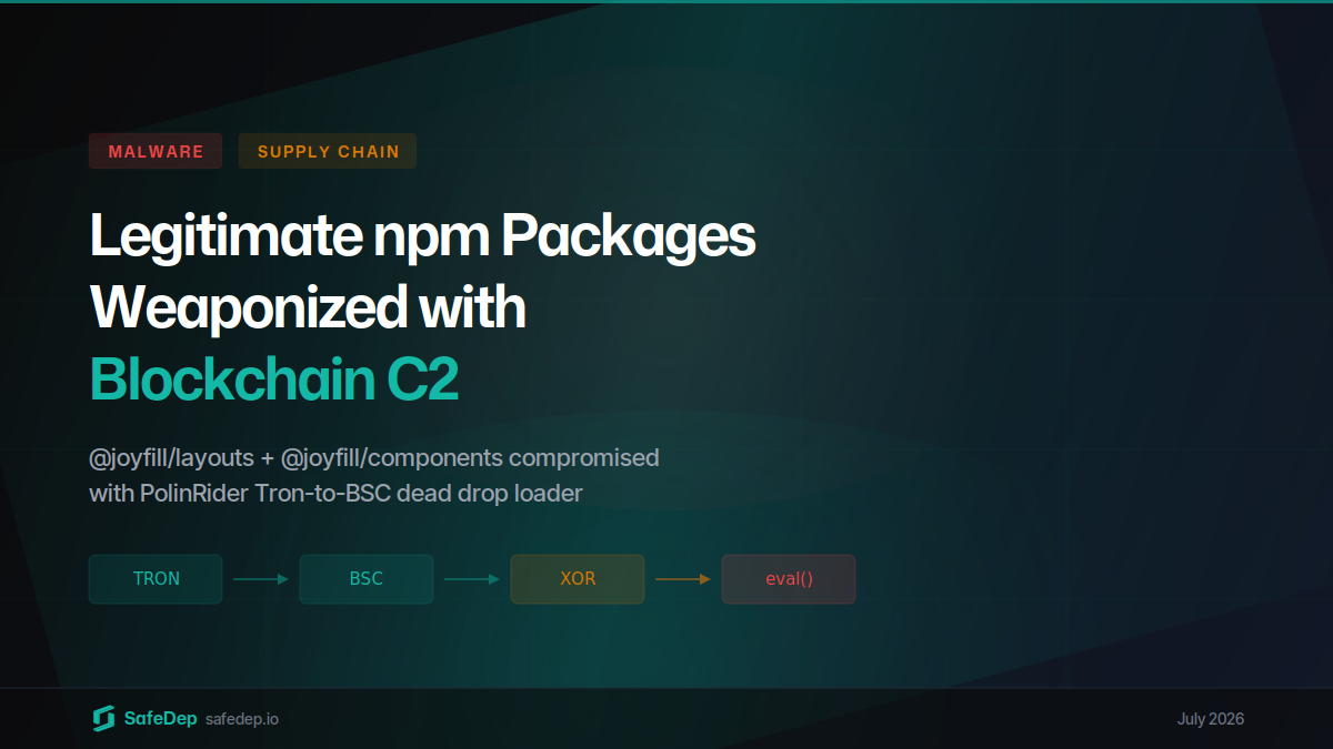 Joyfill npm Packages Compromised with Blockchain C2 Loader