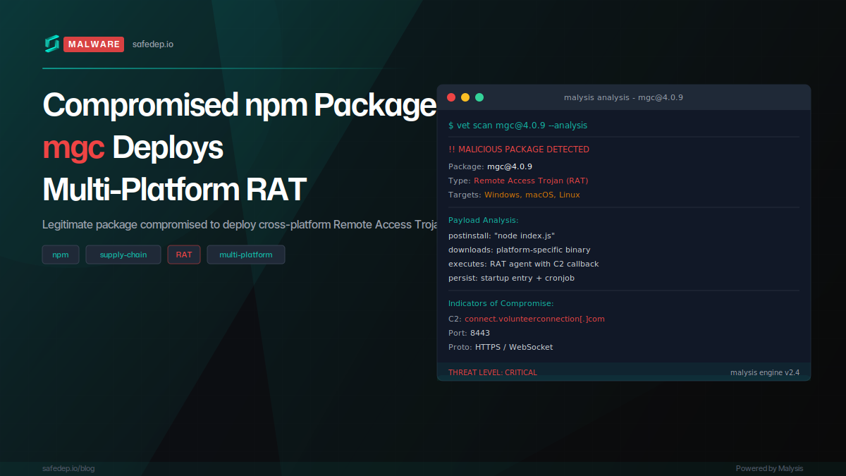 Compromised npm Package mgc Deploys Multi-Platform RAT