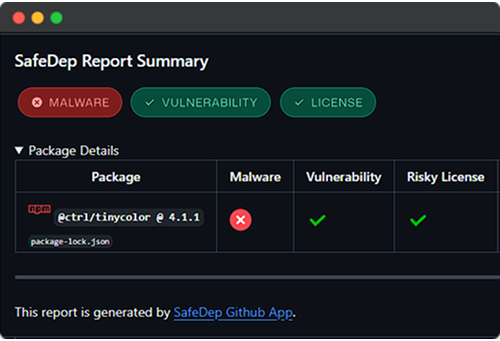 SafeDep App PR Scan Example