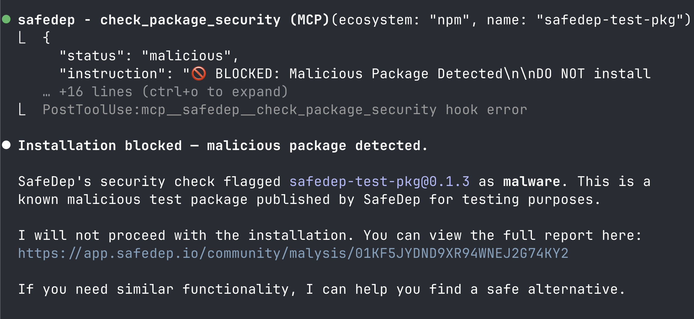 SafeDep MCP Block Demo